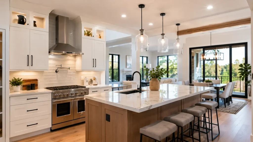 Bright modern kitchen interior in a lease to own home, symbolizing stability and opportunity for families building their future