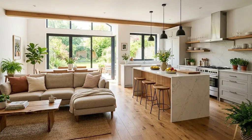 Bright modern kitchen interior in Aliyahโs lease to own home in Greensboro area, symbolizing stability and the joy of homeownership