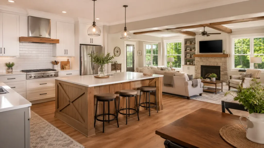 Bright and cozy kitchen interior in Katie’s lease to own home, symbolizing stability and the joy of achieving homeownership