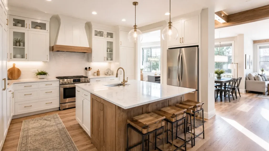 Bright modern kitchen interior in a lease to own home, symbolizing financial responsibility and the benefits beyond traditional renting