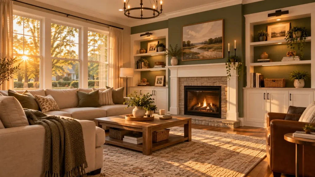 Customized living room in a Charlotte lease to own home, representing families who live in and personalize the home they plan to purchase